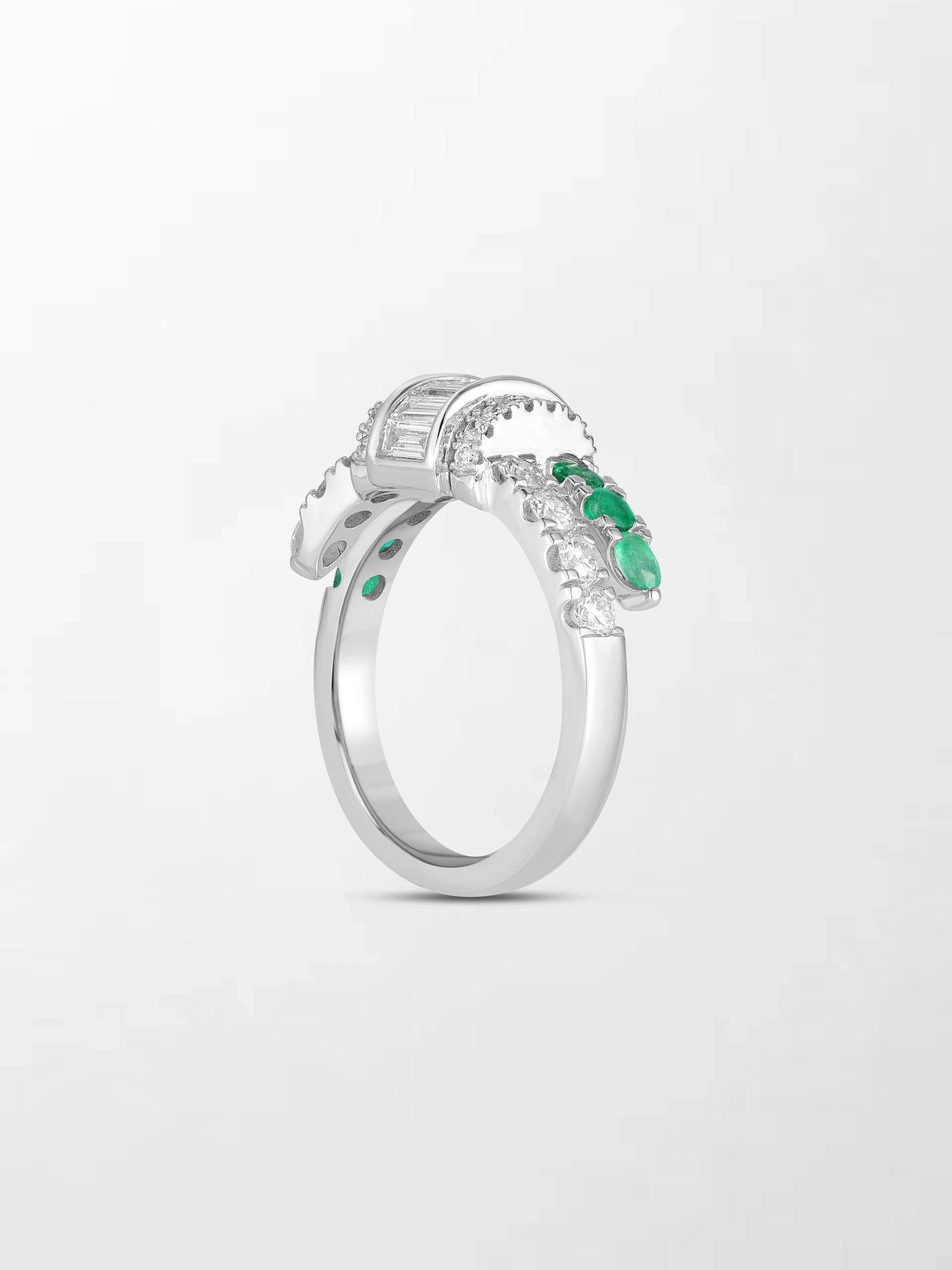 Emerald Baguette Clasp Ring