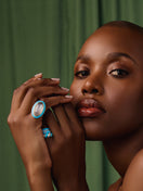Moonstone Enamel Ring