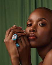 Moonstone Enamel Ring