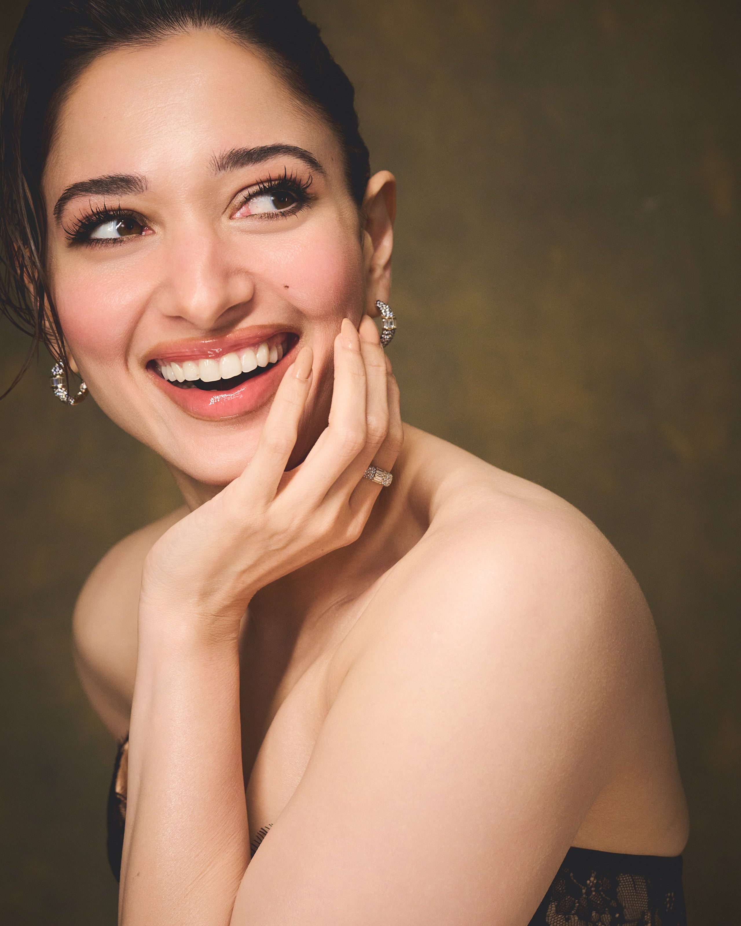 Rhodium Pavé Baguette hoops